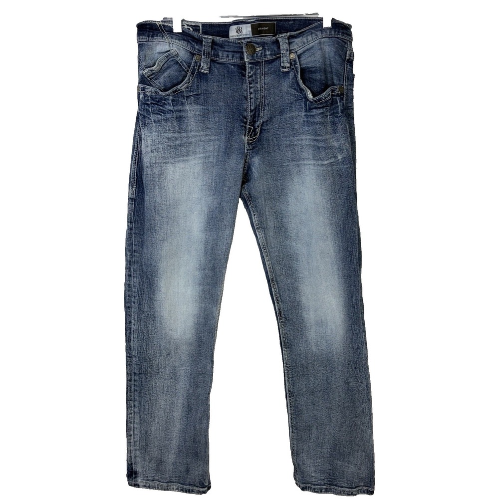 Rock Republic Mens Straight Leg Jeans 34x30 Blue Denim